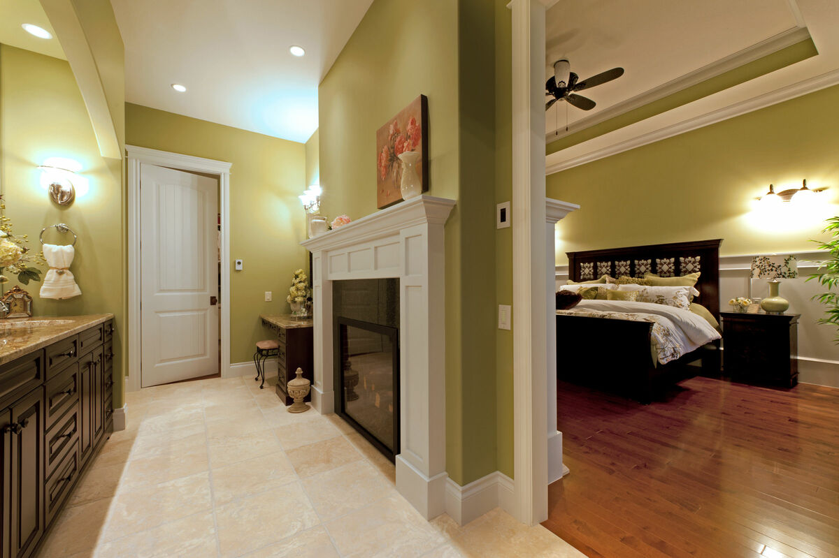 Double sided fireplace for the bedroom and bathroom